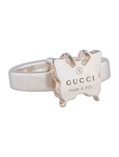 gucci watch gold black rings vintage womens|Gucci sterling silver butterfly ring.